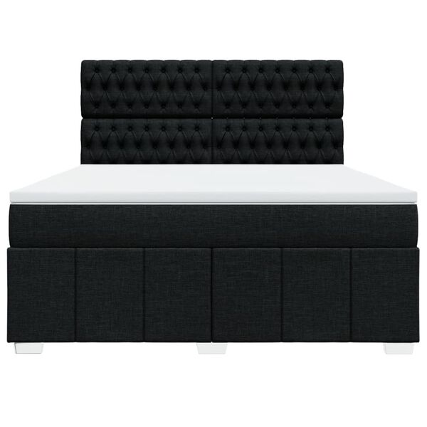 vidaXL Sommier &agrave; lattes de lit avec matelas Noir 180x200 cm Tissu