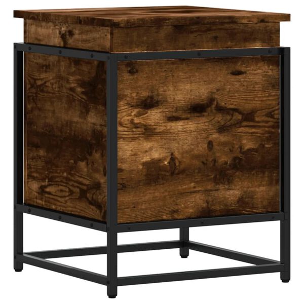 vidaXL Boîte de rangement avec couvercle chêne fumé bois d'ingénierie
