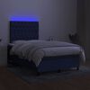 vidaXL Sommier &agrave; lattes de lit matelas et LED bleu 120x190 cm tissu