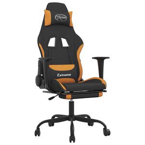 vidaXL Chaise de jeu de massage avec repose-pied Noir et orange Tissu