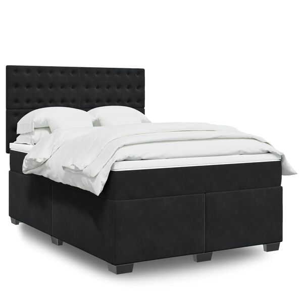 vidaXL Sommier &agrave; lattes de lit avec matelas Noir 140x190 cm Velours