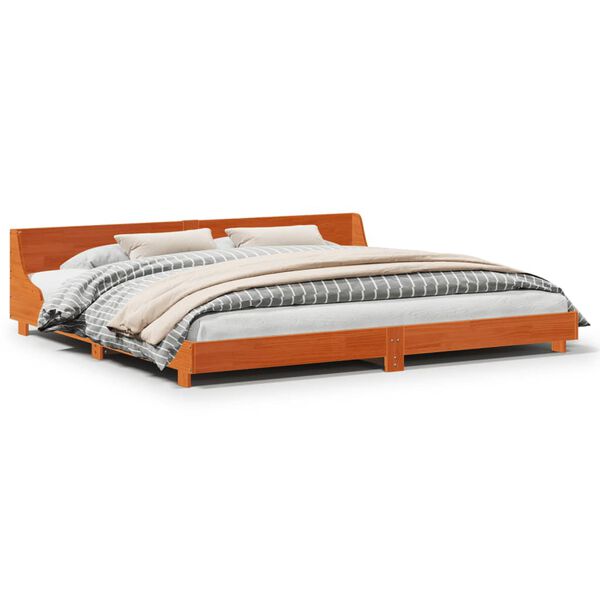 vidaXL Cadre de lit sans matelas cire marron 180x200cm bois pin massif