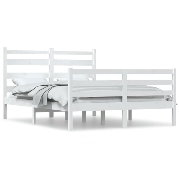 vidaXL Cadre de lit sans matelas bois de pin massif 160x200 cm blanc