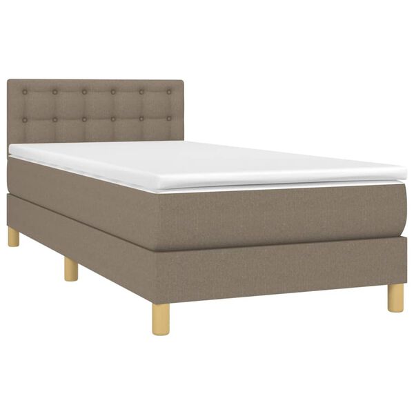 vidaXL Sommier &agrave; lattes de lit avec matelas LED Taupe 90x190 cm Tissu