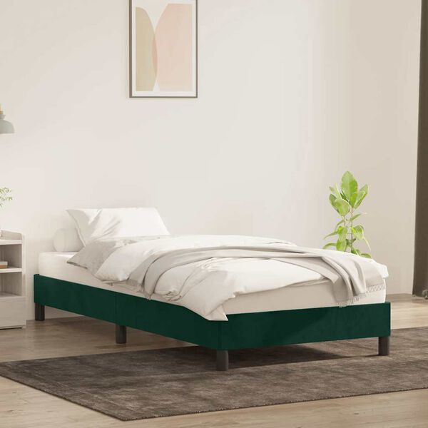 vidaXL Cadre de lit sans matelas vert fonc&eacute; 100x210 cm velours
