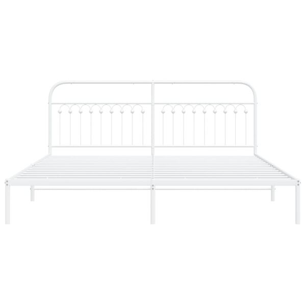 vidaXL Cadre de lit m&eacute;tal sans matelas et t&ecirc;te de lit blanc 193x203 cm