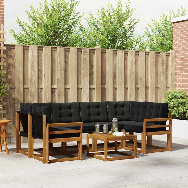 vidaXL Ensemble de canap&eacute;s d'ext&eacute;rieur 7 pcs Naturel et Noir