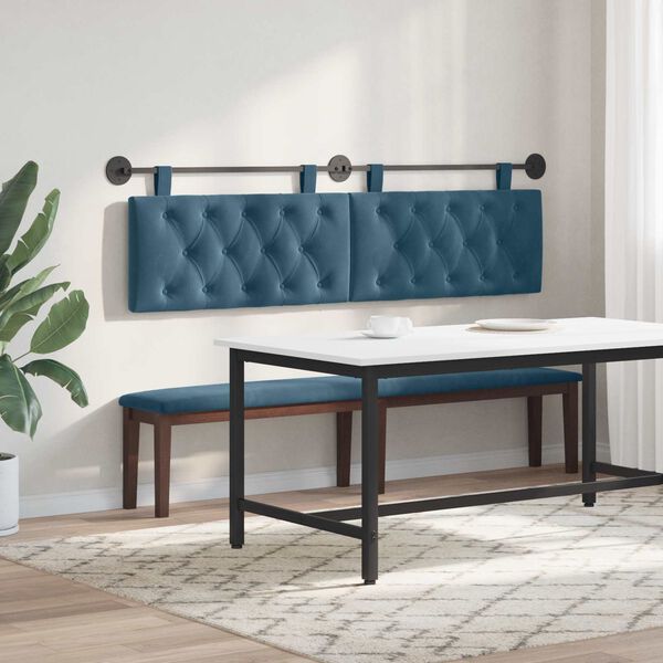 vidaXL T&ecirc;te de lit suspendue Bleu 190 x 55 x 7 cm Velours