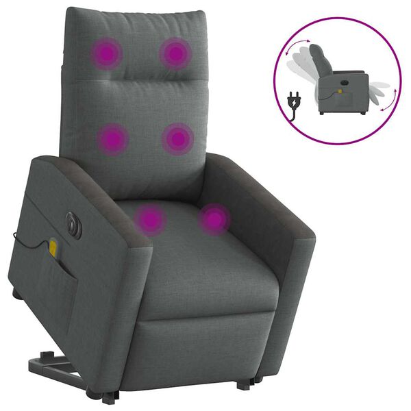 vidaXL Fauteuil inclinable de massage &eacute;lectrique Gris fonc&eacute; Tissu
