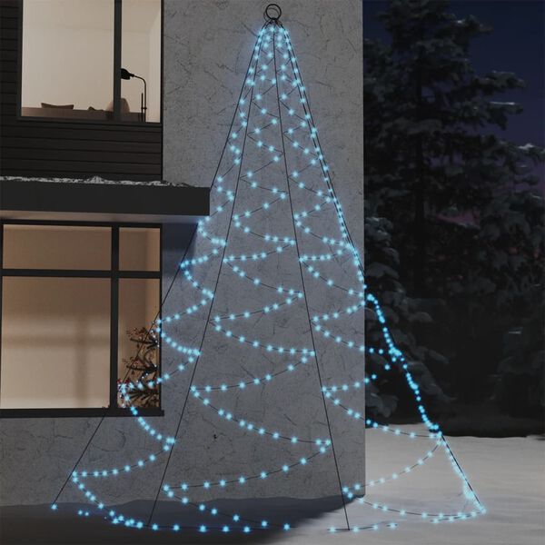 vidaXL Arbre mural avec crochet métallique 720 LED Blanc froid 5 m