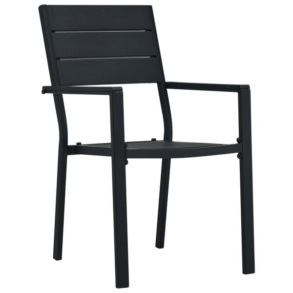 vidaXL Chaises de jardin lot de 2 Noir PEHD Aspect de bois