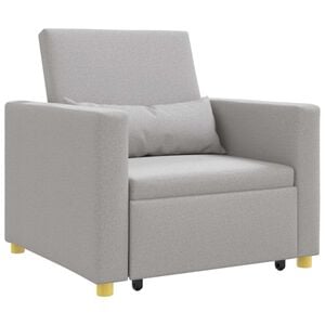 vidaXL Canap&eacute;-lit escamotable simple avec des roues Gris nuage tissu