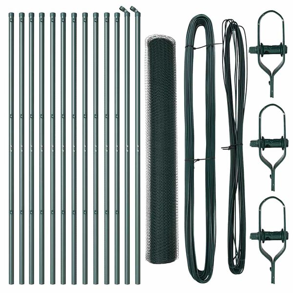 vidaXL Poteau de cl&ocirc;ture. Vert 25 x 1 m (maille de 25 mm) Acier
