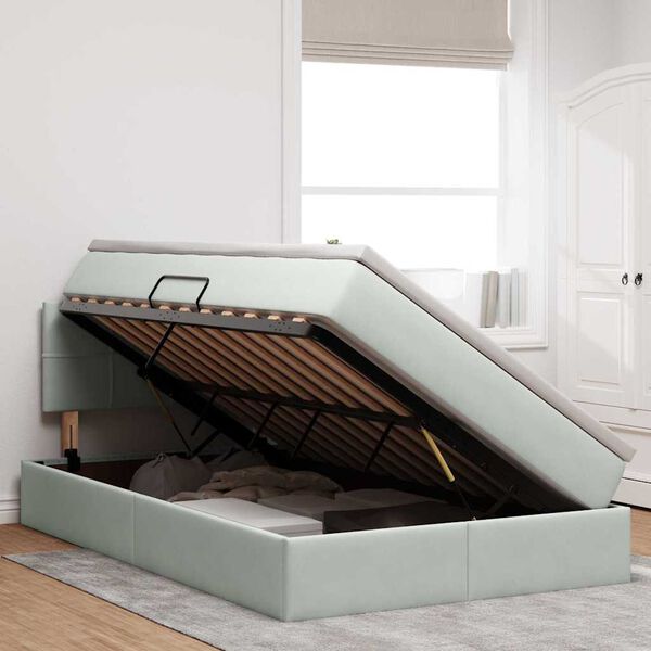 vidaXL Lit de Rangement avec matelas Gris clair 120 x 190 cm Velours