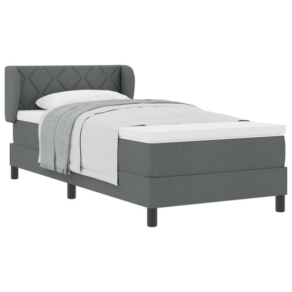 vidaXL Lit &agrave; ressorts avec matelas Gris fonc&eacute; 90 x 200 cm tissu