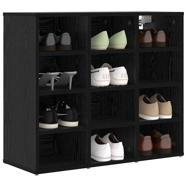 vidaXL Cabinet &agrave; chaussures avec &eacute;tag&egrave;re Ch&ecirc;ne noir 77,5 x 30 x 67 cm