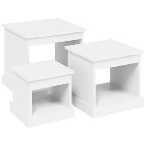 vidaXL Tables basses 3 pcs blanc bois d'ing&eacute;nierie