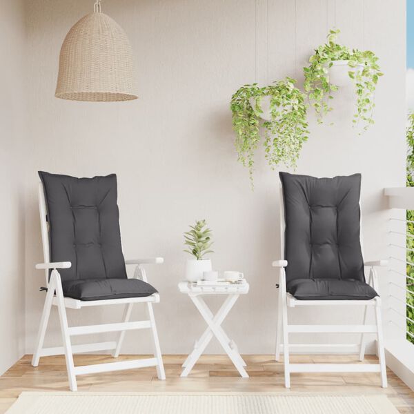 vidaXL Coussins de chaise de jardin &agrave; dossier haut lot de 2 anthracite