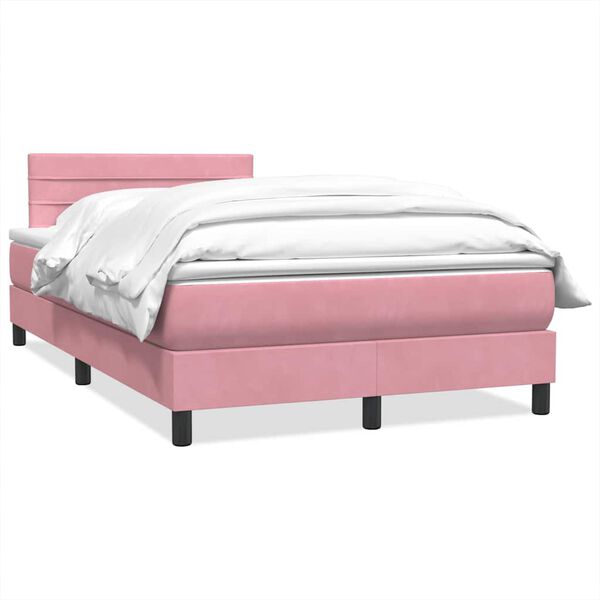 vidaXL Sommier &agrave; lattes de lit avec matelas rose 120x210 cm velours