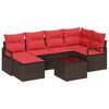 vidaXL Ensemble de Canap&eacute;s 7 pc Marron et rouge polyrotin