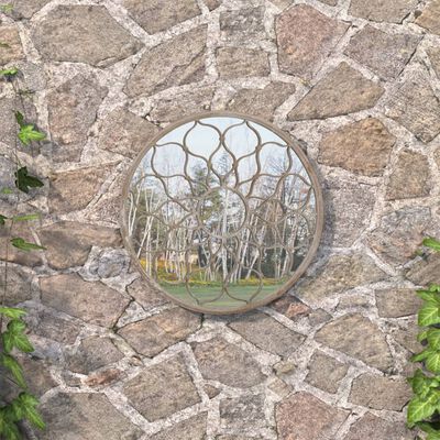 vidaXL Miroir de jardin Sable 40x3 cm Fer Rond utilisation extérieure