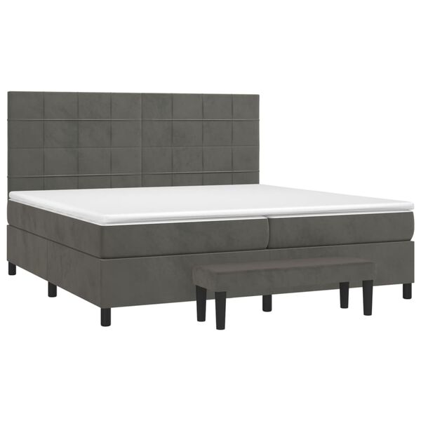 vidaXL Sommier &agrave; lattes de lit et matelas Gris fonc&eacute; 200x200cm Velours