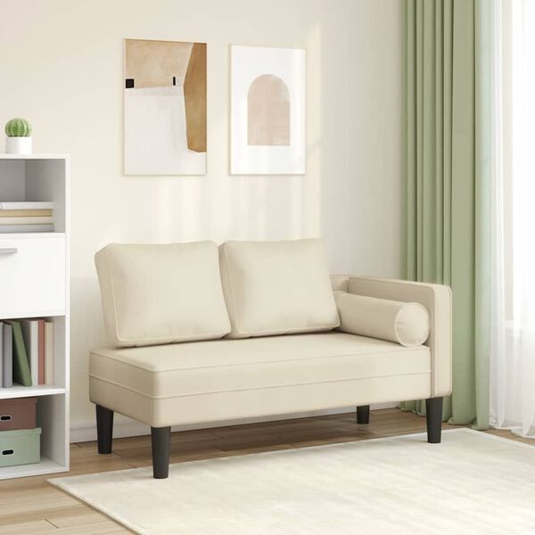 vidaXL Chaise longue avec coussins cr&egrave;me similicuir