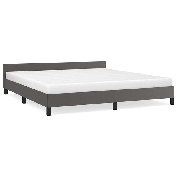 vidaXL Cadre de lit avec tête de lit sans matelas gris 160x200 cm