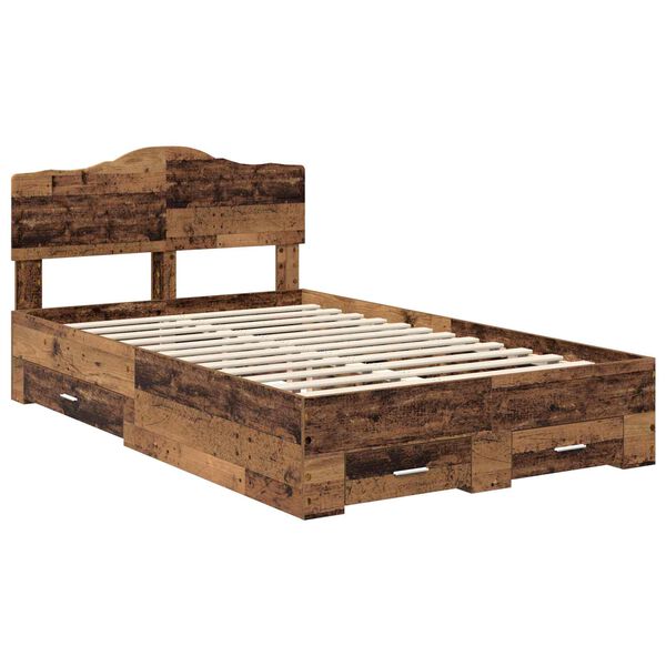 vidaXL Cadre de lit Bois ancien 120 x 190 cm Bois d'ing&eacute;nierie