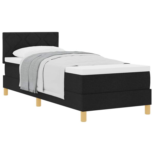 vidaXL Lit &agrave; ressorts avec matelas Noir 80 x 200 cm tissu