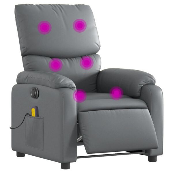 vidaXL Fauteuil de massage inclinable &eacute;lectrique gris similicuir