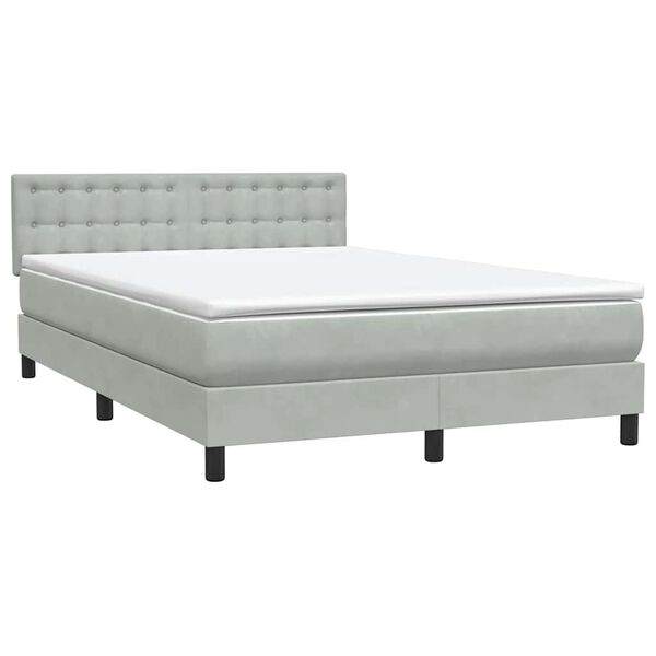 vidaXL Sommier &agrave; lattes de lit et matelas gris clair 160x220cm velours