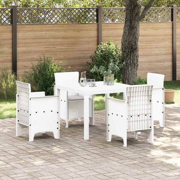 vidaXL Ensemble de salle à manger pour jardin 5 pcs Blanc Rattan Polt