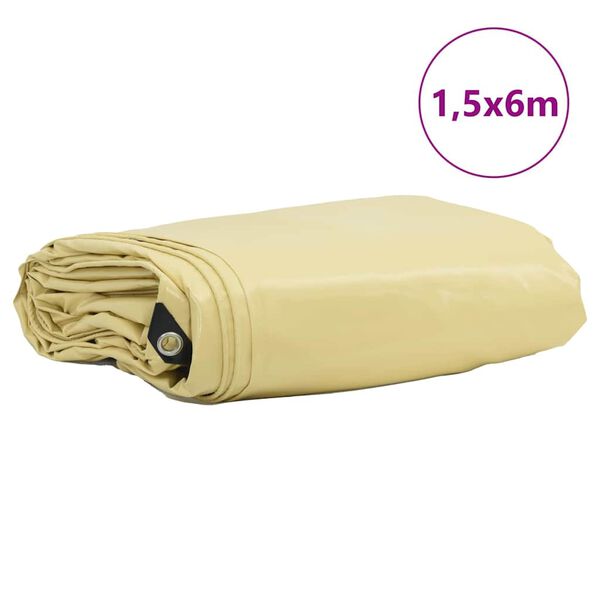 vidaXL B&acirc;che 650g / m&sup2; Beige 1,5 x 6 m Toile avec rev&ecirc;tement en PVC