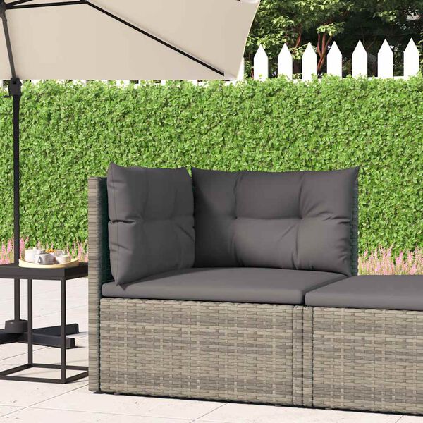 vidaXL Canap&eacute; d'angle de jardin avec coussins gris r&eacute;sine tress&eacute;e