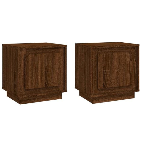 vidaXL Tables de chevet 2pcs chêne marron 44x35x45cm bois d'ingénierie