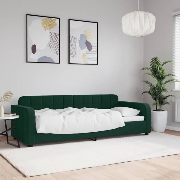 vidaXL Lit de repos sans matelas vert fonc&eacute; 80x200 cm velours
