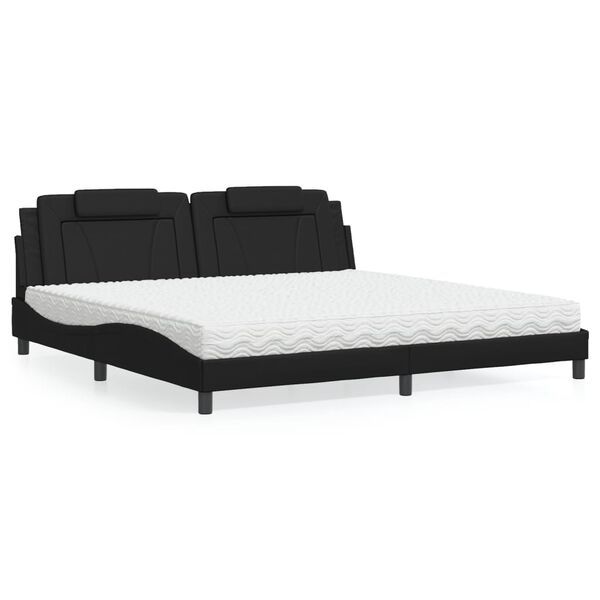 vidaXL Lit Viana avec matelas noir 200x200 cm similicuir