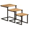 vidaXL Tables basses gigognes 3 pcs bois massif de manguier et fer