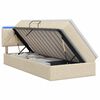 vidaXL Lit de rangement LED avec matelas Cr&egrave;me 90 x 190 cm Tissu