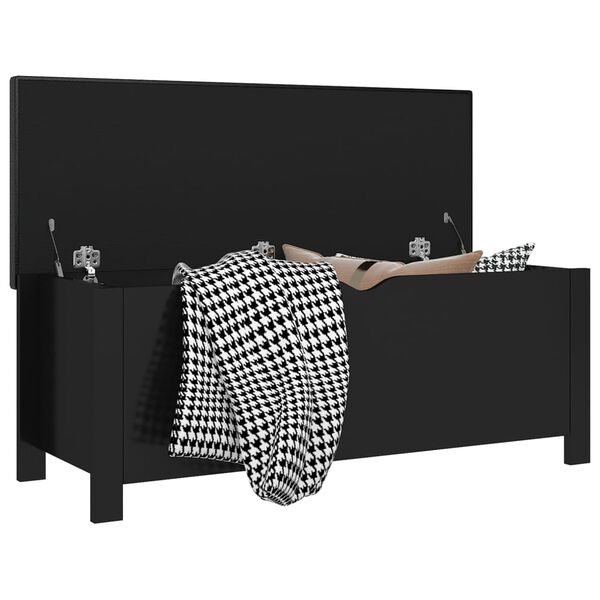 vidaXL Boîte de rangement avec coussin Noir brillant Bois d'ingénierie