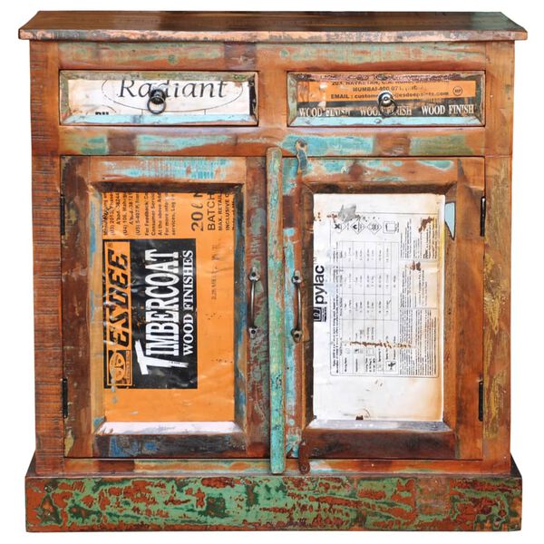 vidaXL Placard vintage avec 2 tiroirs 2 portes Bois massif r&eacute;cup&eacute;r&eacute;