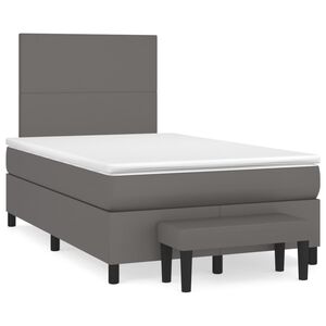 vidaXL Sommier &agrave; lattes de lit avec matelas Gris 120x200 cm Similicuir