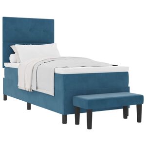 vidaXL Lit &agrave; ressorts avec t&ecirc;te de lit Bleu fonc&eacute; 200 x 80 cm Velours