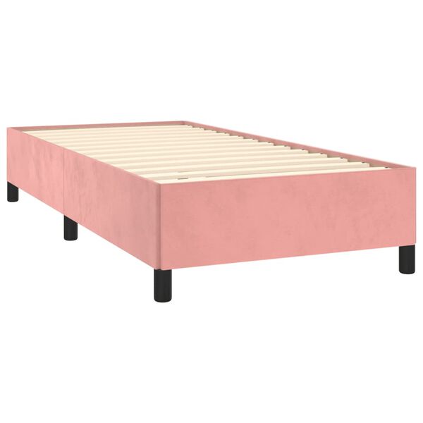 vidaXL Sommier &agrave; lattes de lit avec matelas Rose 90x200 cm Velours