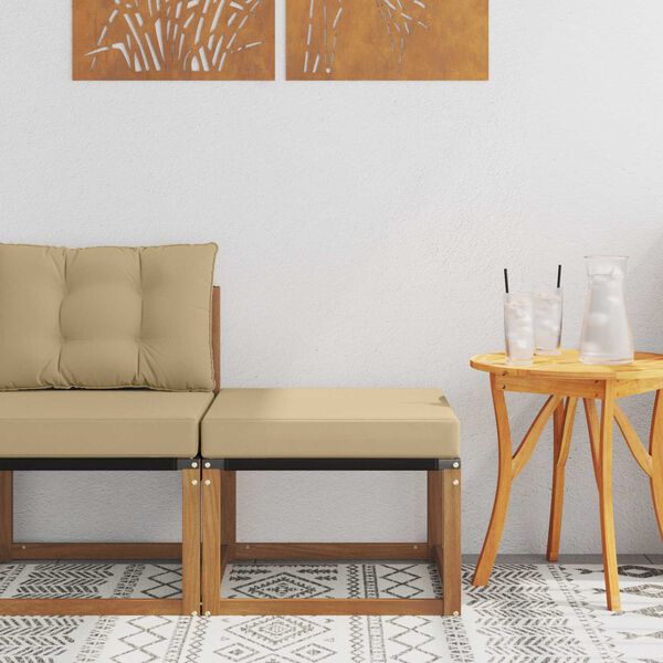 vidaXL Pouf d'Ext&eacute;rieur Bois d'acacia massif et tissu Textil&egrave;ne