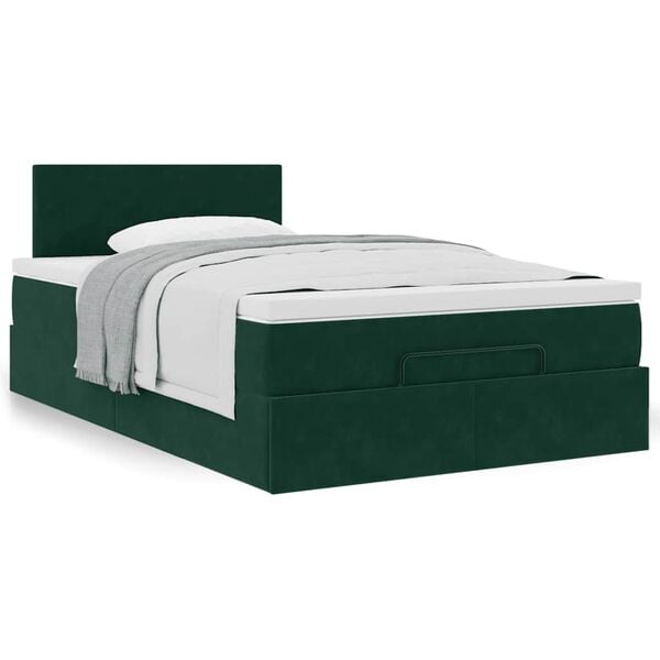 vidaXL Cadre de lit ottoman avec matelas vert fonc&eacute; 120x200 cm velours