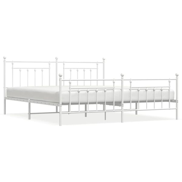 vidaXL Cadre de lit m&eacute;tal sans matelas et pied de lit blanc 200x200 cm