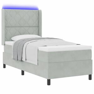 vidaXL Lit &agrave; Ressorts avec Matelas LED Gris clair 100 x 200 cm Velours