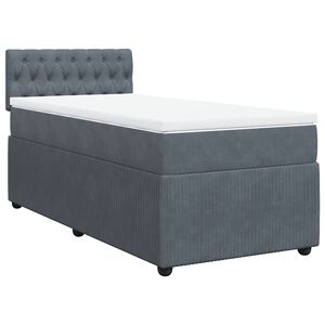 vidaXL Sommier &agrave; lattes de lit et matelas Gris fonc&eacute; 80x200 cm Velours
